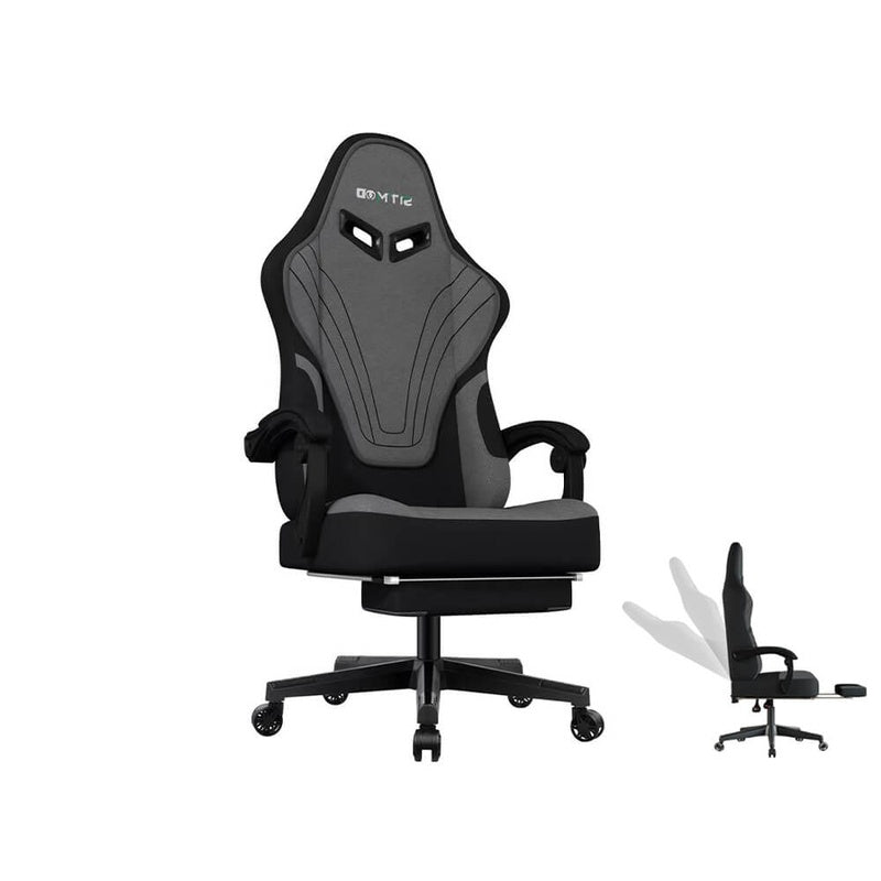 Gaming chair ergonomic black PU leather front view