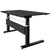 Height adjustable desk 120CM showing black steel frame and white top
