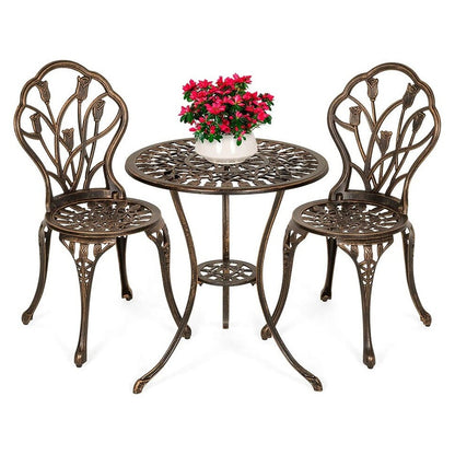 2-Seater Cast Aluminium Bistro Set Patio Furniture Sets