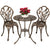 Bistro set table with 2 chairs bronze finish front view