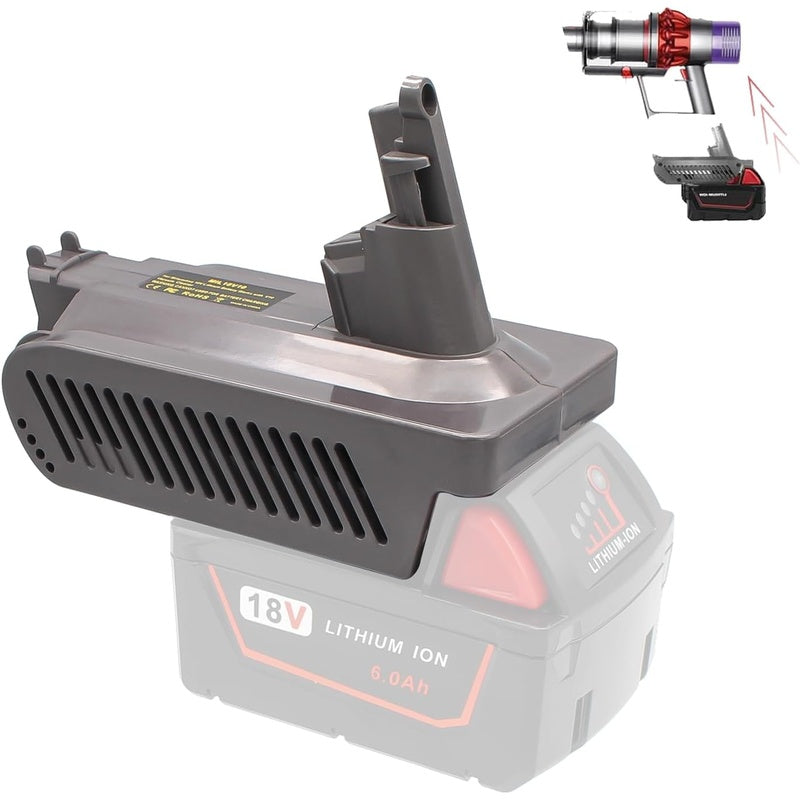 Dyson V10 battery adapter showing front view with black ABS plastic