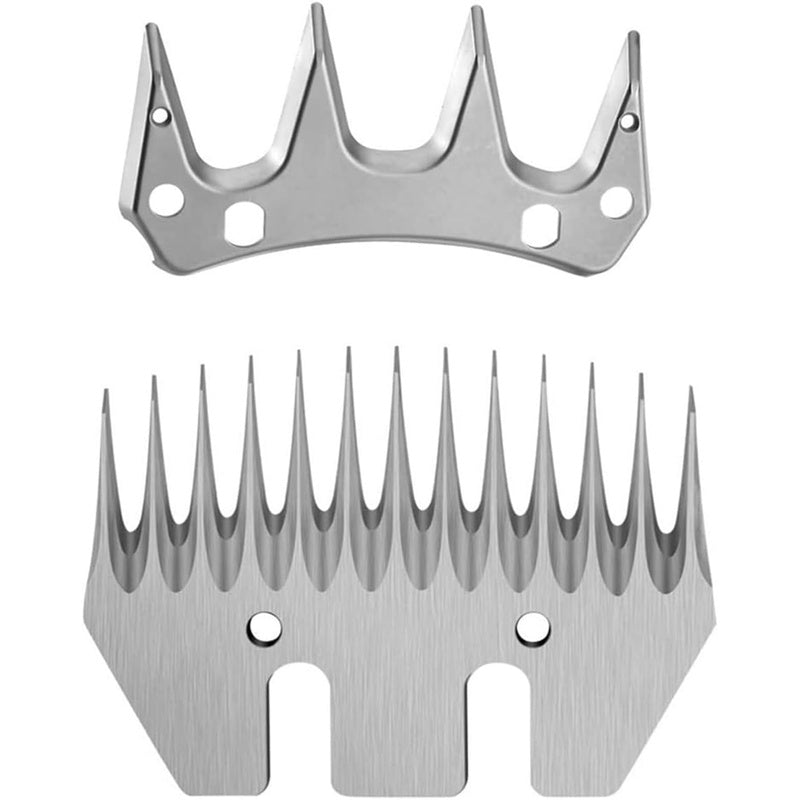 Electric sheep clipper blade showing 13 straight stainless steel teeth