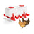 Chicken water feeder showing 10 automatic water cups in white