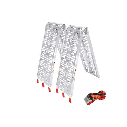 Folding aluminium access ramp pair showing full 23m length
