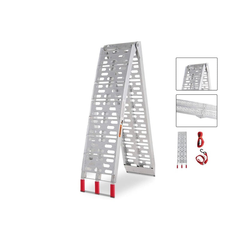 Folding aluminium loading ramp showing full 23m length