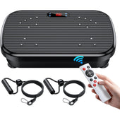 Vibration plate exercise machine showing compact black design