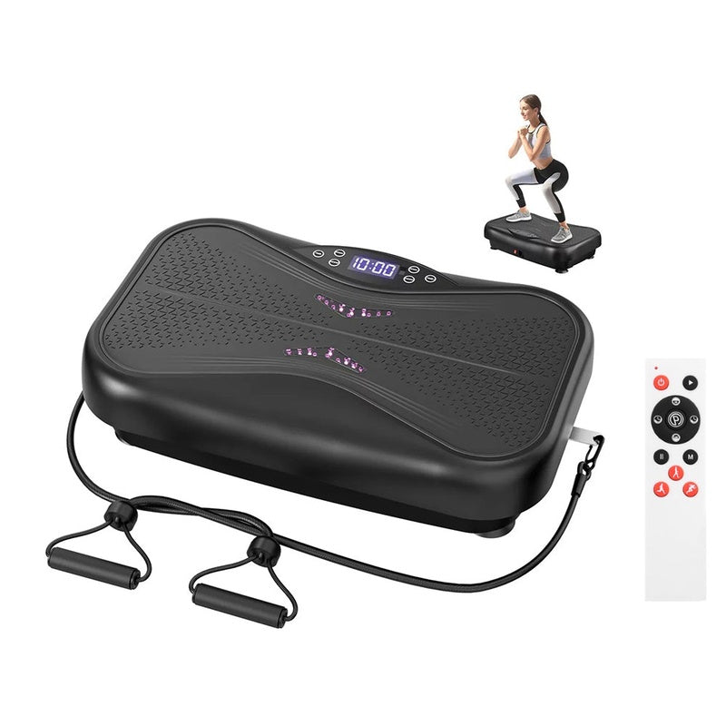 Vibration plate body shaper showing black platform surface