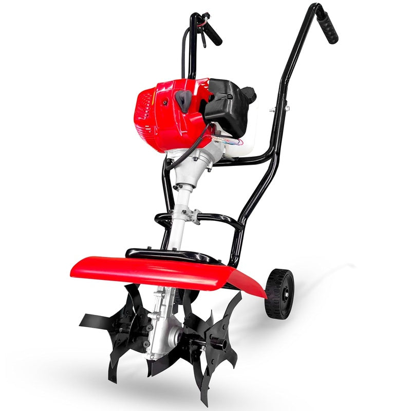 Rotary hoe tiller cultivator 52CC petrol engine side view