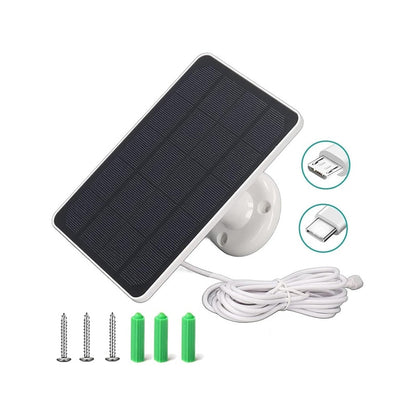 Solar panel for CCTV security camera showing white monocrystalline surface