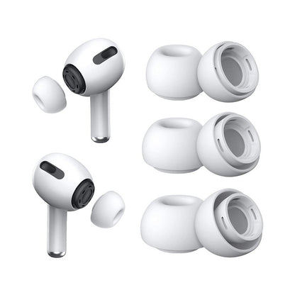 Replacement ear tips for AirPods Pro showing white silicone material