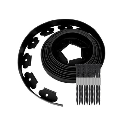 Garden lawn edging 10m black flexible border laid on grass