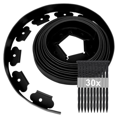 Garden lawn edging 10m black colour laid flat on grass