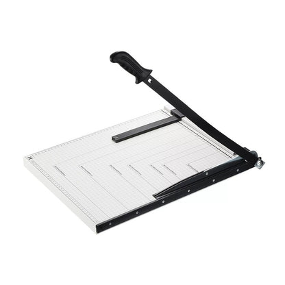 A3 paper cutter trimmer showing metal base and cutting arm