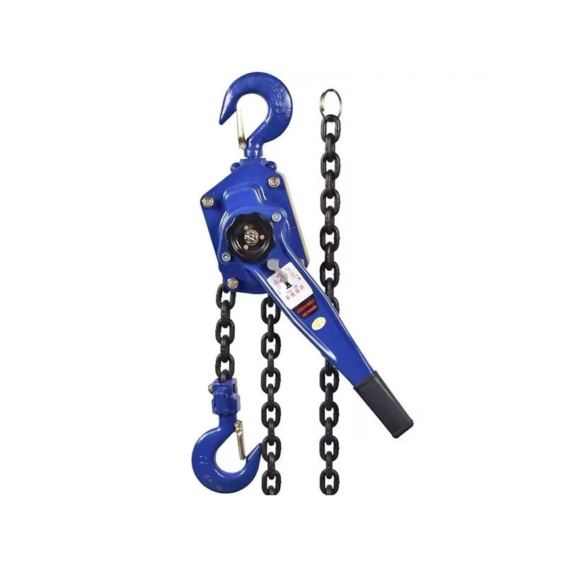 Chain hoist lever block showing blue painted body