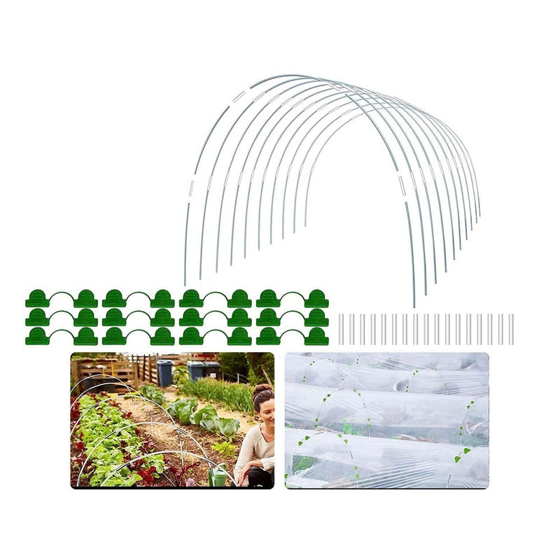 Garden greenhouse tunnel plant hoops showing fibreglass rods close up