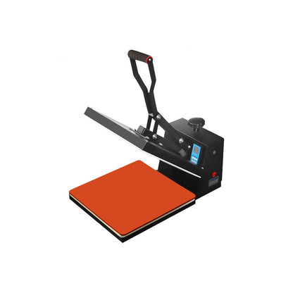 Heat press machine for t-shirts showing front view with digital display