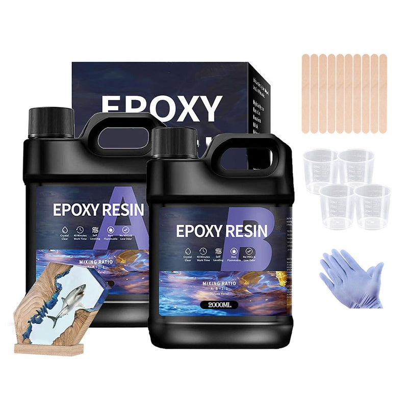 Epoxy resin kit 1000ml clear resin and hardener bottles