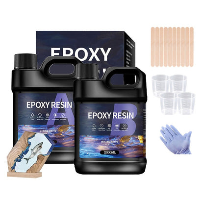 Epoxy resin kit 1000ml clear resin and hardener bottles