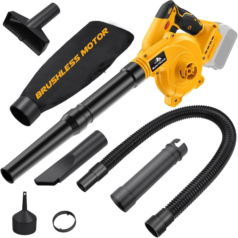 Leaf blower for Dewalt battery showing cordless design