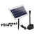 Solar water fountain showing solar panel and pump setup
