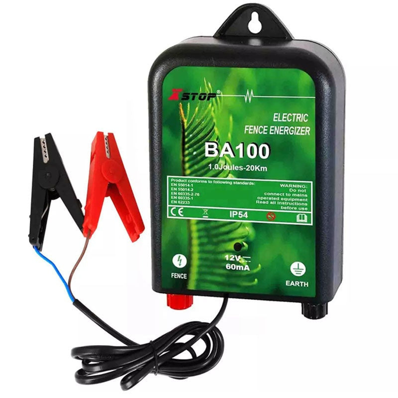 Electric fence energiser 20km front view showing control panel