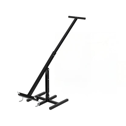 Manual bin compactor showing steel body and ergonomic handle