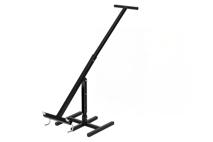 Side view of manual bin compactor attached to a 240L wheelie bin