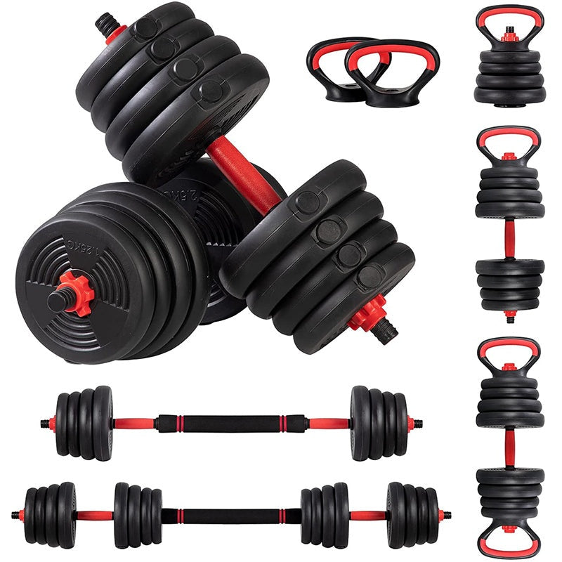 Adjustable dumbbells set 30kg showing dumbbell mode with black handles