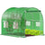 Walk in greenhouse front view with green polyethylene cover