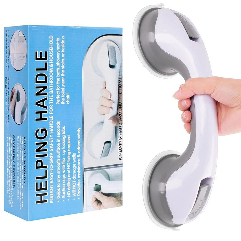 Bathroom suction grab bar showing white ABS plastic material