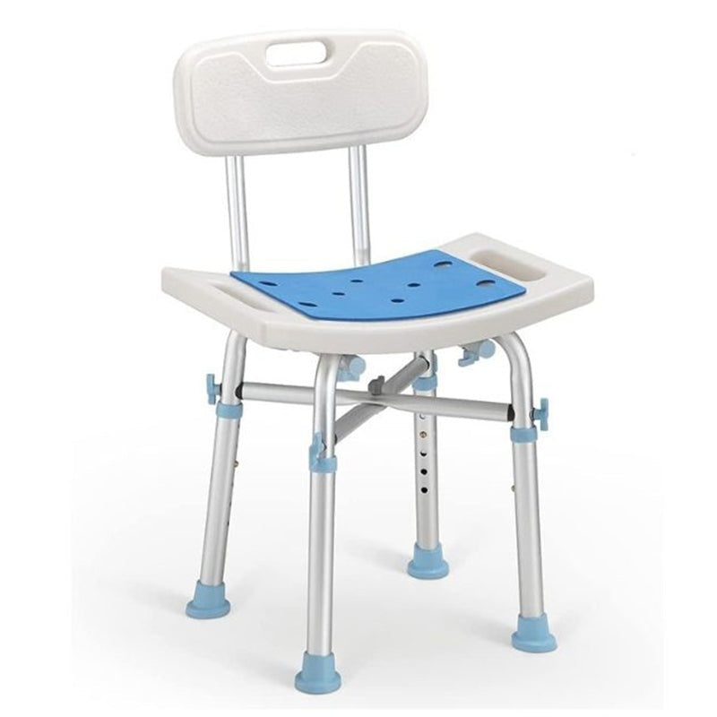 Adjustable shower stool with padded seat in white colour