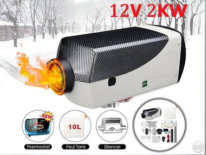 Diesel Air Warmer compact size compared to vehicle dashboard