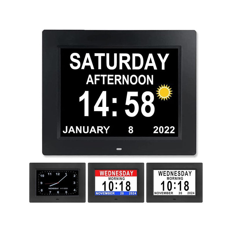 Alarm Clock Large LED Clock showing full day and date display