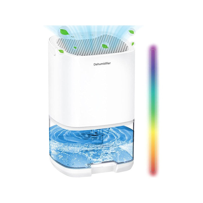 Mini dehumidifier portable showing front view with water tank