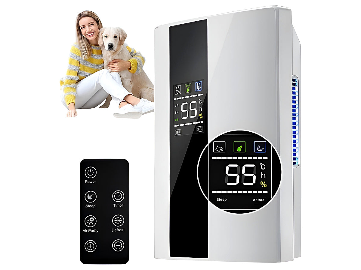 Side angle of dehumidifier 22L showing water tank