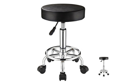 Side angle of adjustable salon stool with height control lever