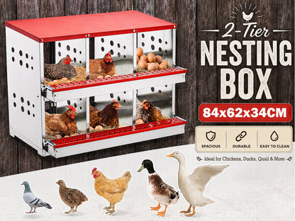 Nesting Box Chicken Hen Roll Away Laying Nest Boxes Chook Brooder 6 Compartment