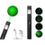 Green laser pointer pen showing bright beam in dark room