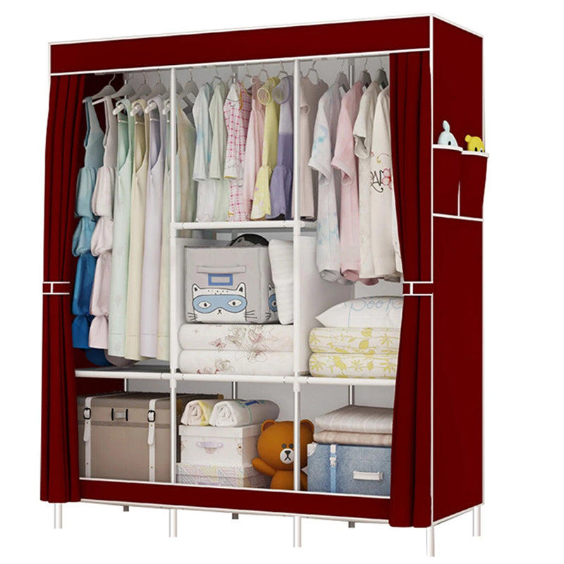 Wardrobe organiser in wine red showing full front view
