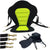 Kayak seat with storage bag showing black and green marine grade EVA material