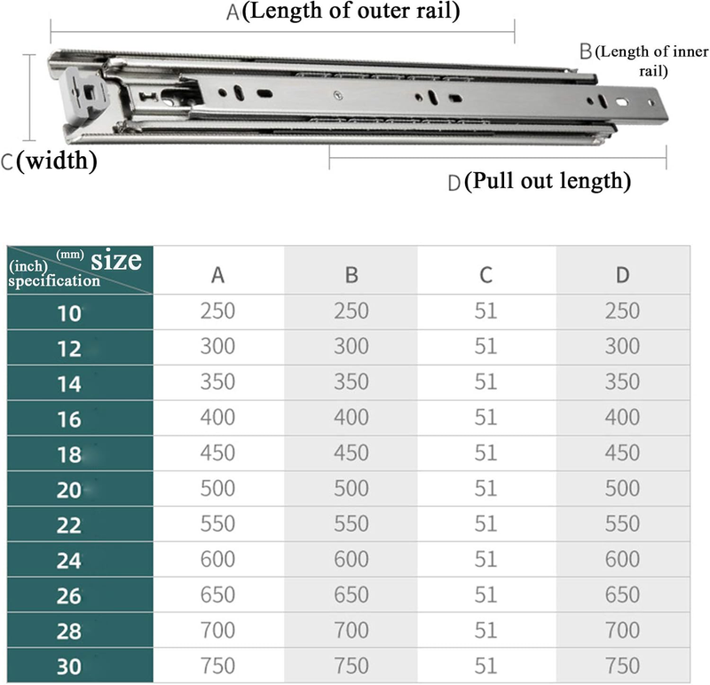 16" Drawer Slides Runner