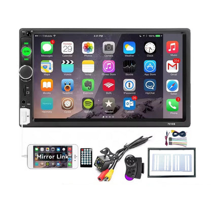 Car Stereo 2 DIN Bluetooth front view showing 7 inch touchscreen