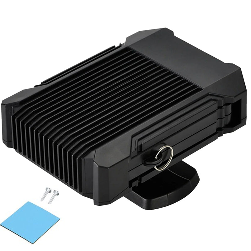 Car heater for windscreen 12V showing front view with black plastic casing
