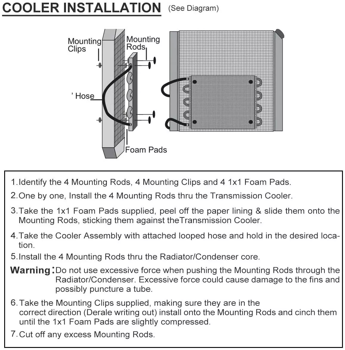 Universal 4 rows oil cooler radiator with link pipe attached