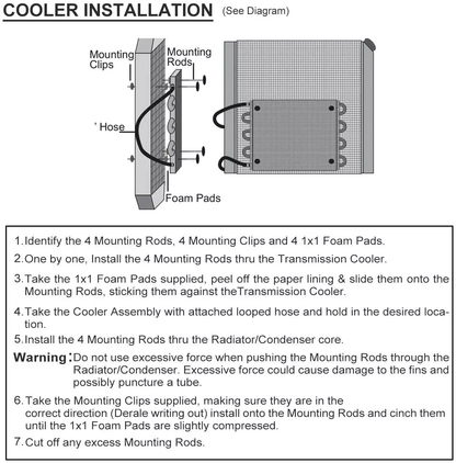 Universal 4 rows oil cooler radiator with link pipe attached