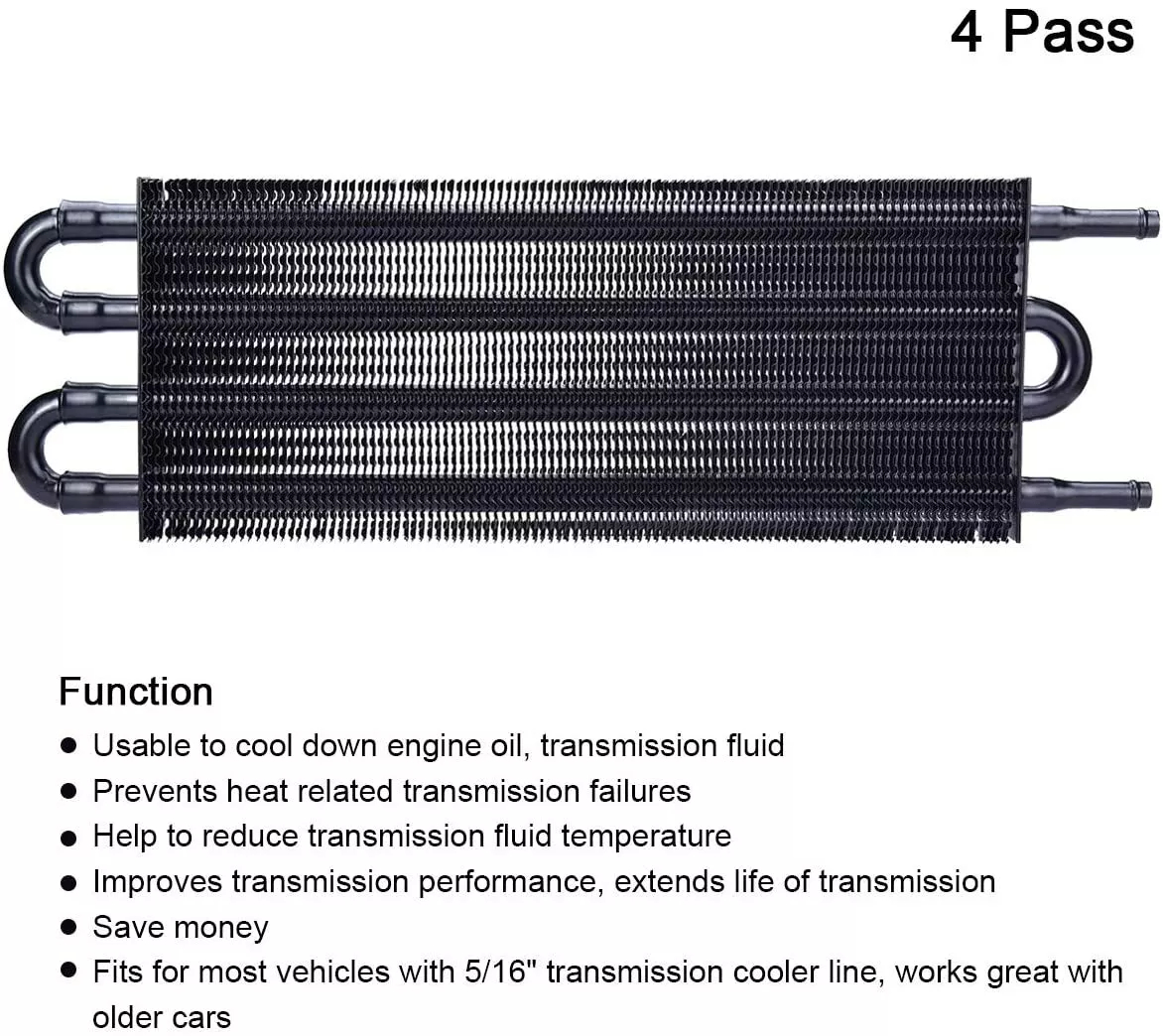 Universal 4 rows oil cooler radiator highlighting 7mm inlet and outlet diameter