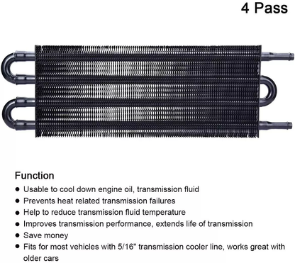 Universal 4 rows oil cooler radiator highlighting 7mm inlet and outlet diameter