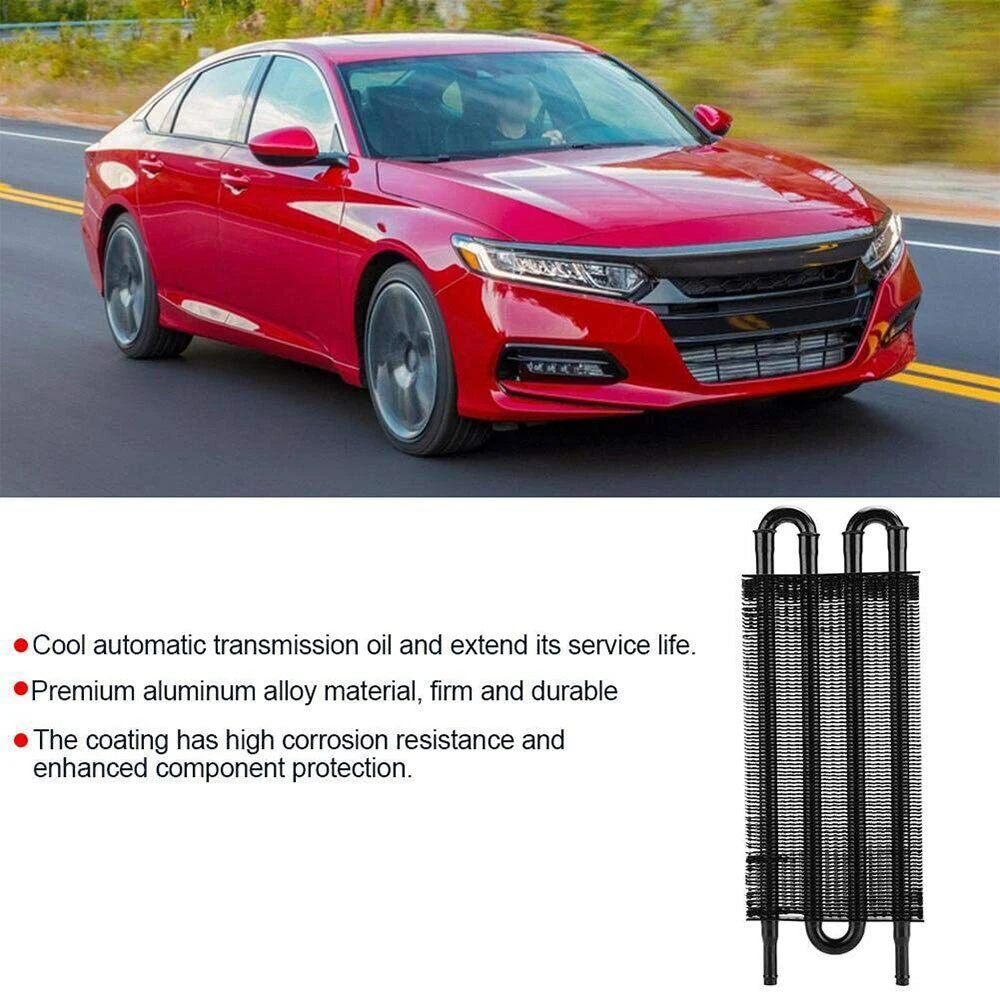 Universal 4 rows oil cooler radiator highlighting 7mm inlet and outlet diameter