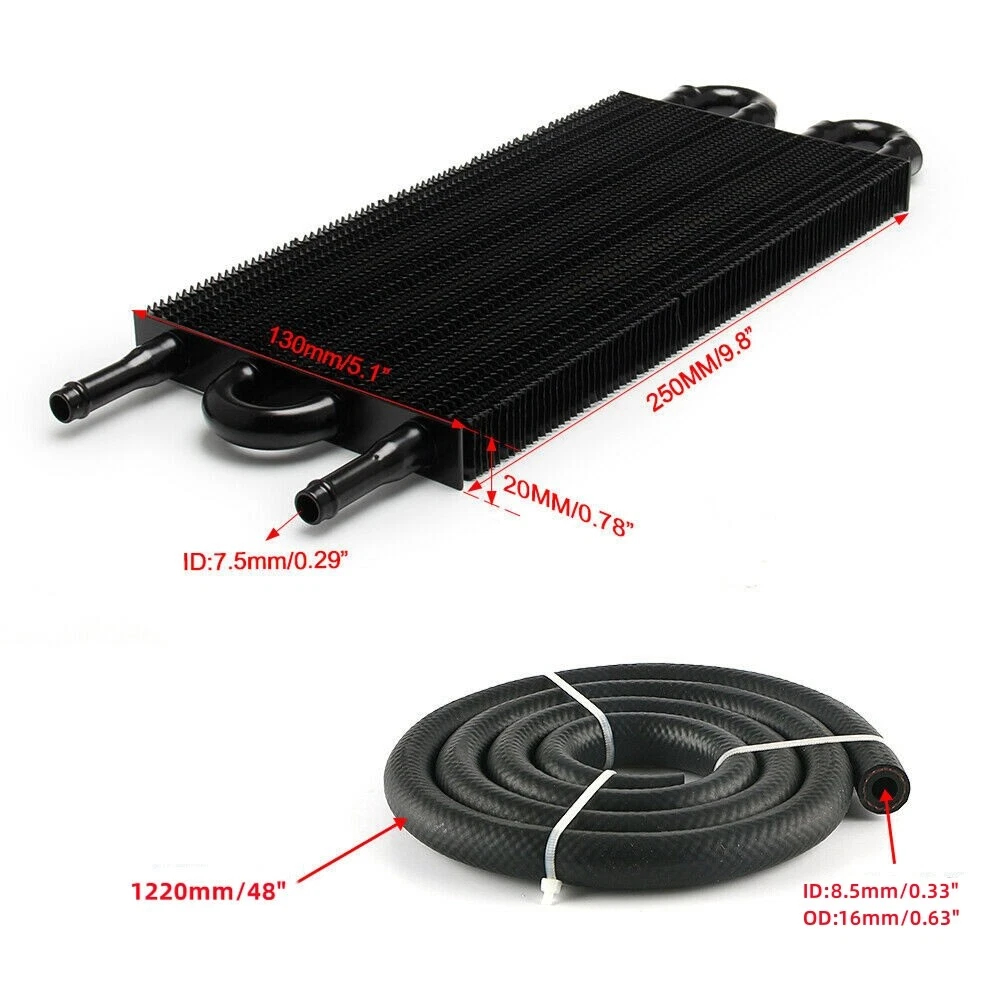 Universal 4 rows oil cooler radiator highlighting 7mm inlet and outlet diameter