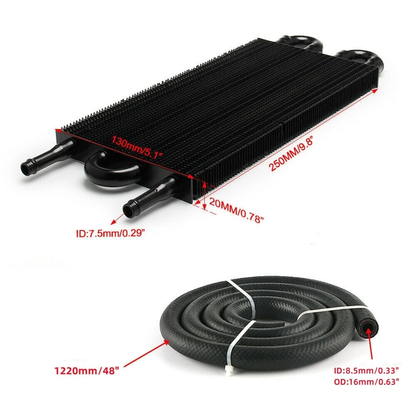 Universal 4 rows oil cooler radiator highlighting 7mm inlet and outlet diameter